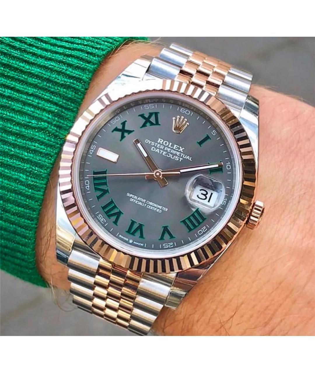ROLEX Серые часы из розового золота, фото 5
