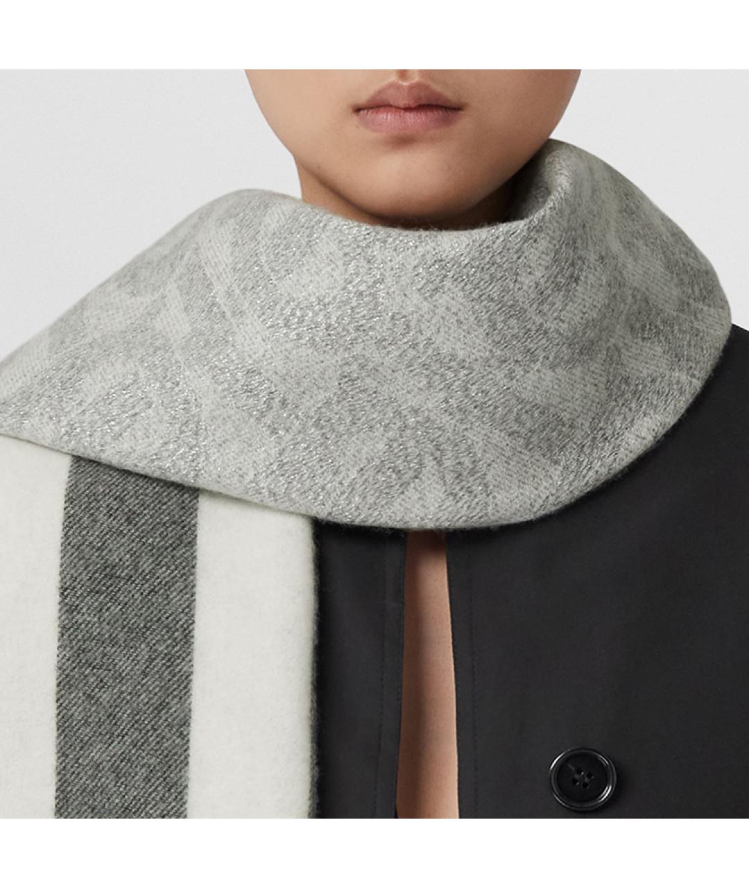 BURBERRY Серый кашемировый шарф, фото 5