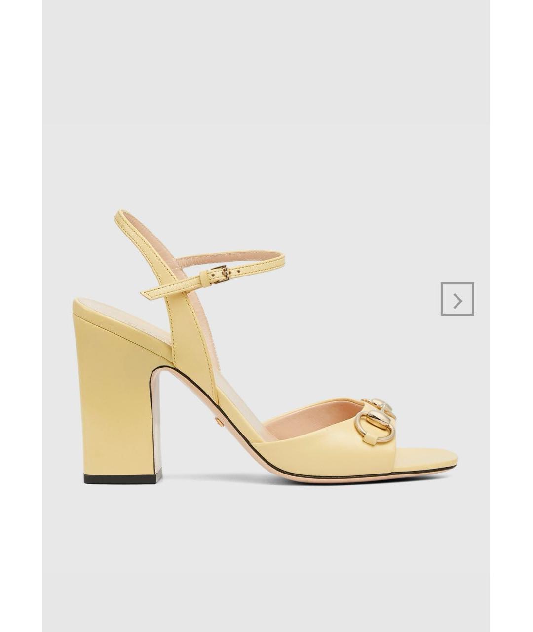GUCCI Желтые кожаные босоножки, фото 7