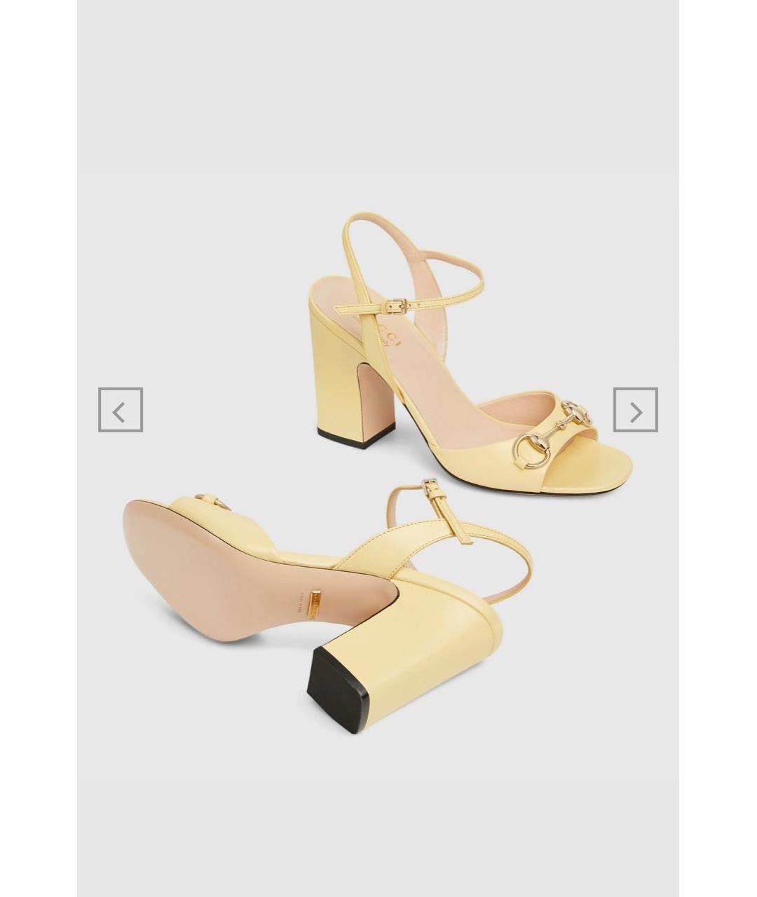 GUCCI Желтые кожаные босоножки, фото 5