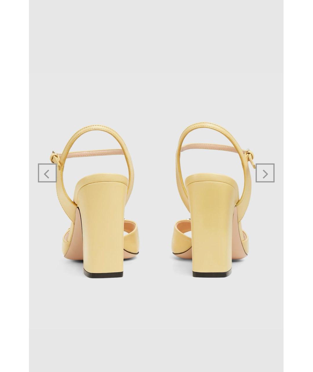 GUCCI Желтые кожаные босоножки, фото 4