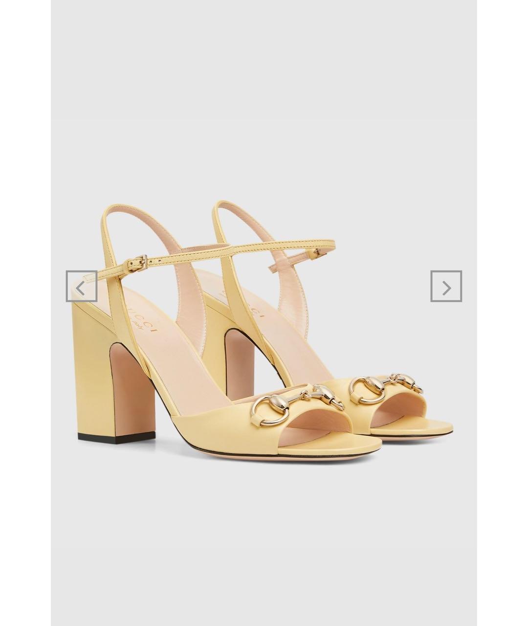 GUCCI Желтые кожаные босоножки, фото 3