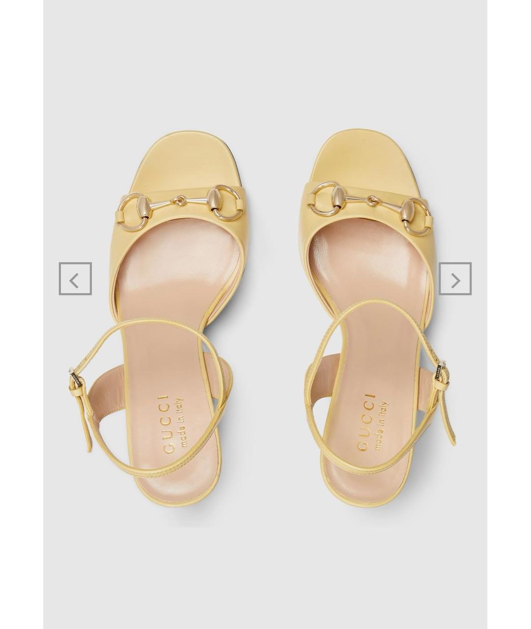 GUCCI Желтые кожаные босоножки, фото 2