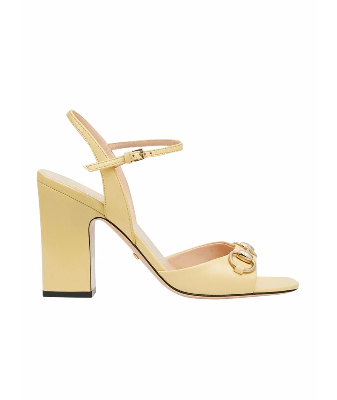 GUCCI Желтые кожаные босоножки, фото 1