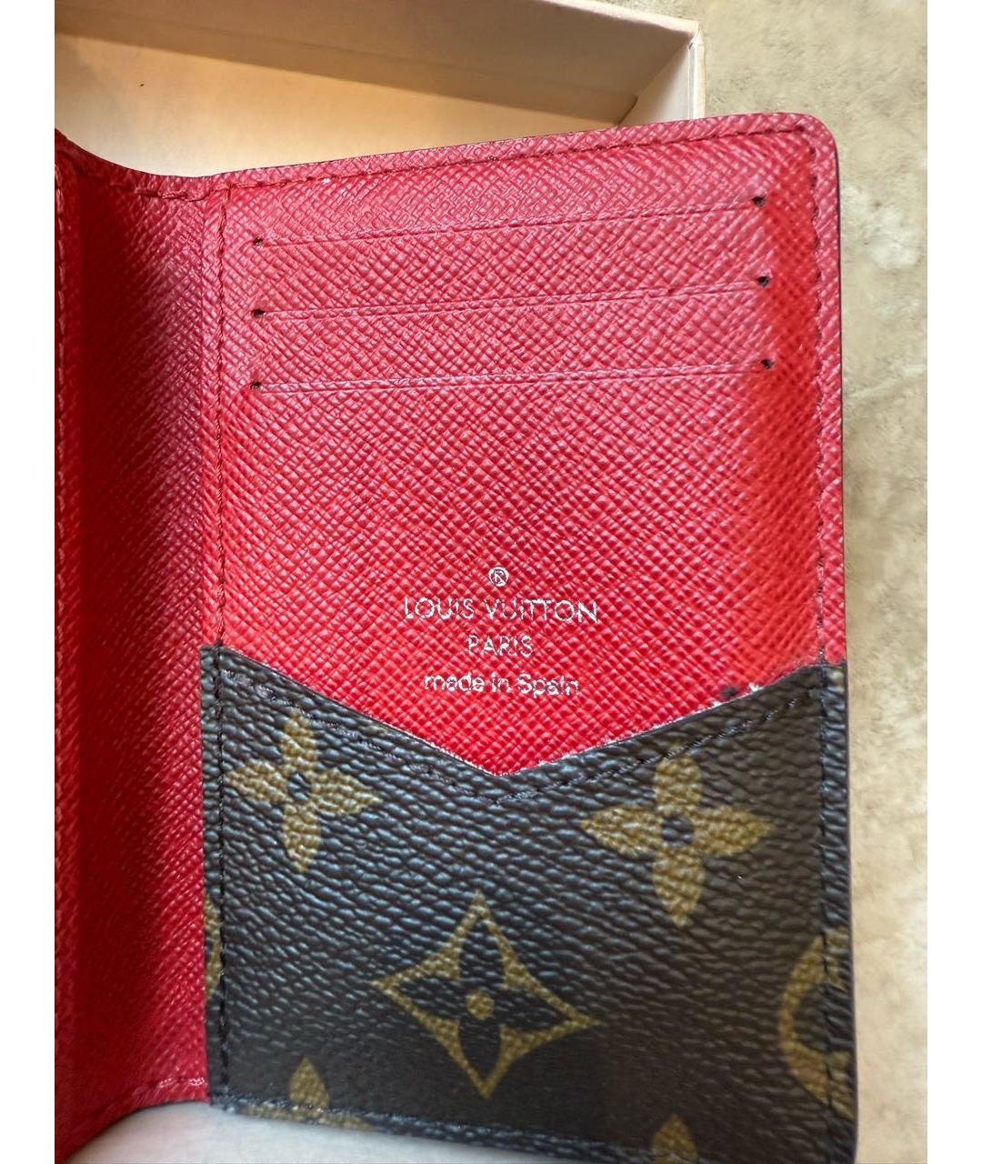 LOUIS VUITTON Коричневый кожаный кошелек, фото 3