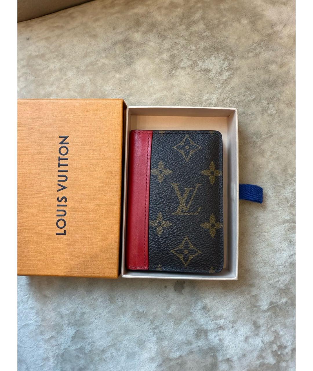 LOUIS VUITTON Коричневый кожаный кошелек, фото 5