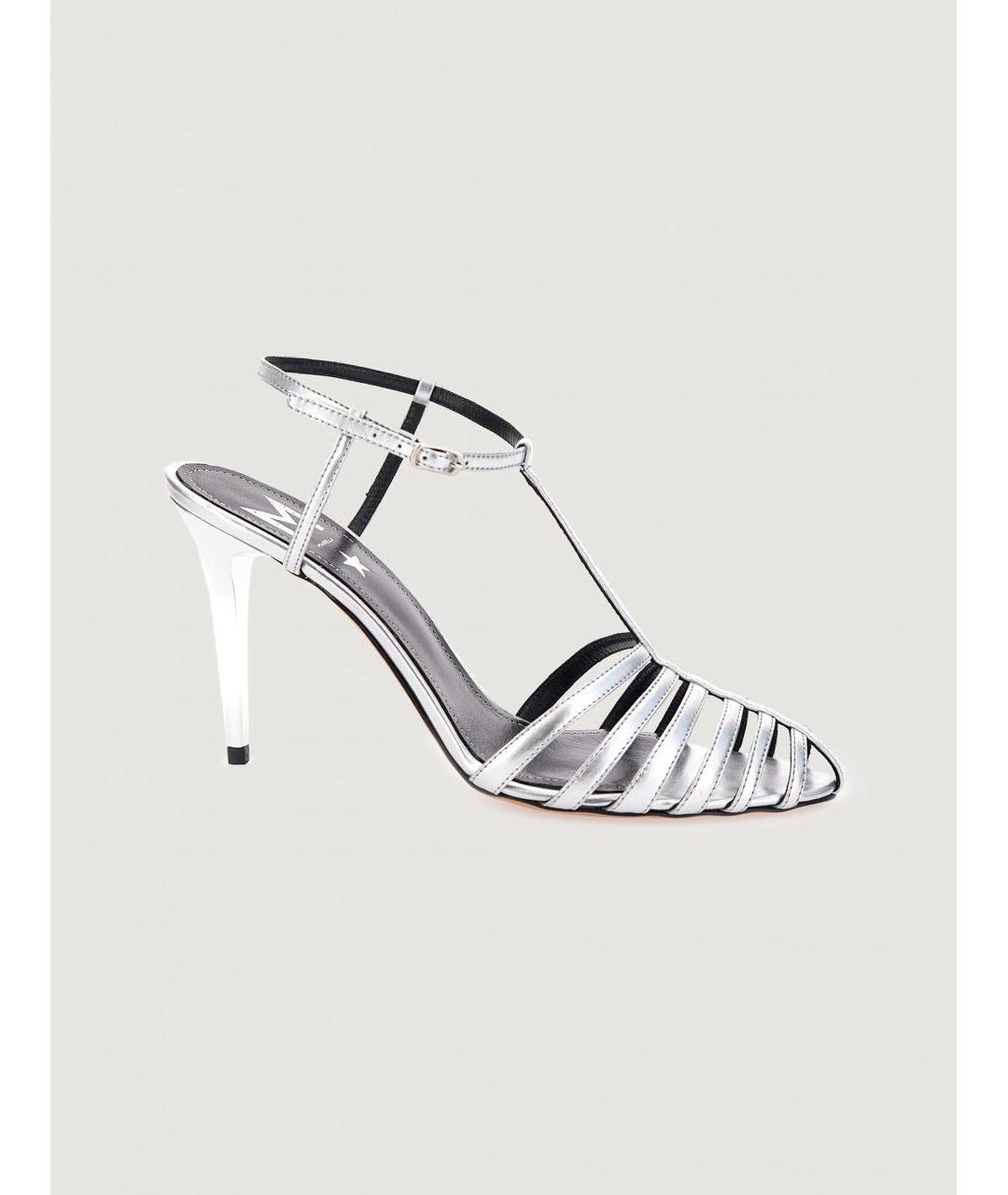 MAX MARA Серебряные кожаные босоножки, фото 8