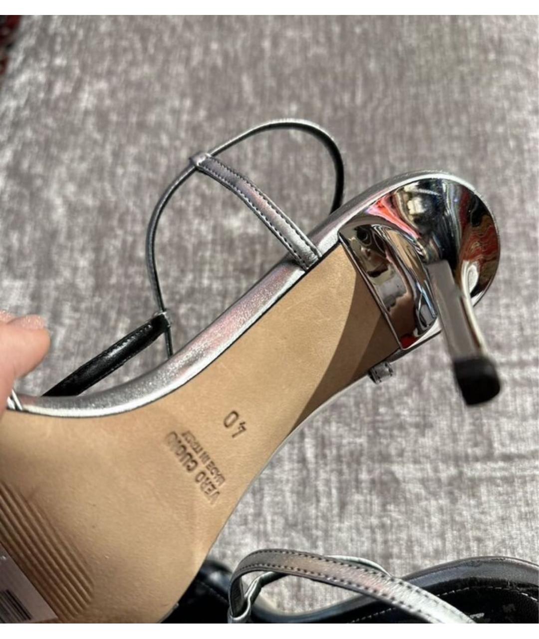 MAX MARA Серебряные кожаные босоножки, фото 5