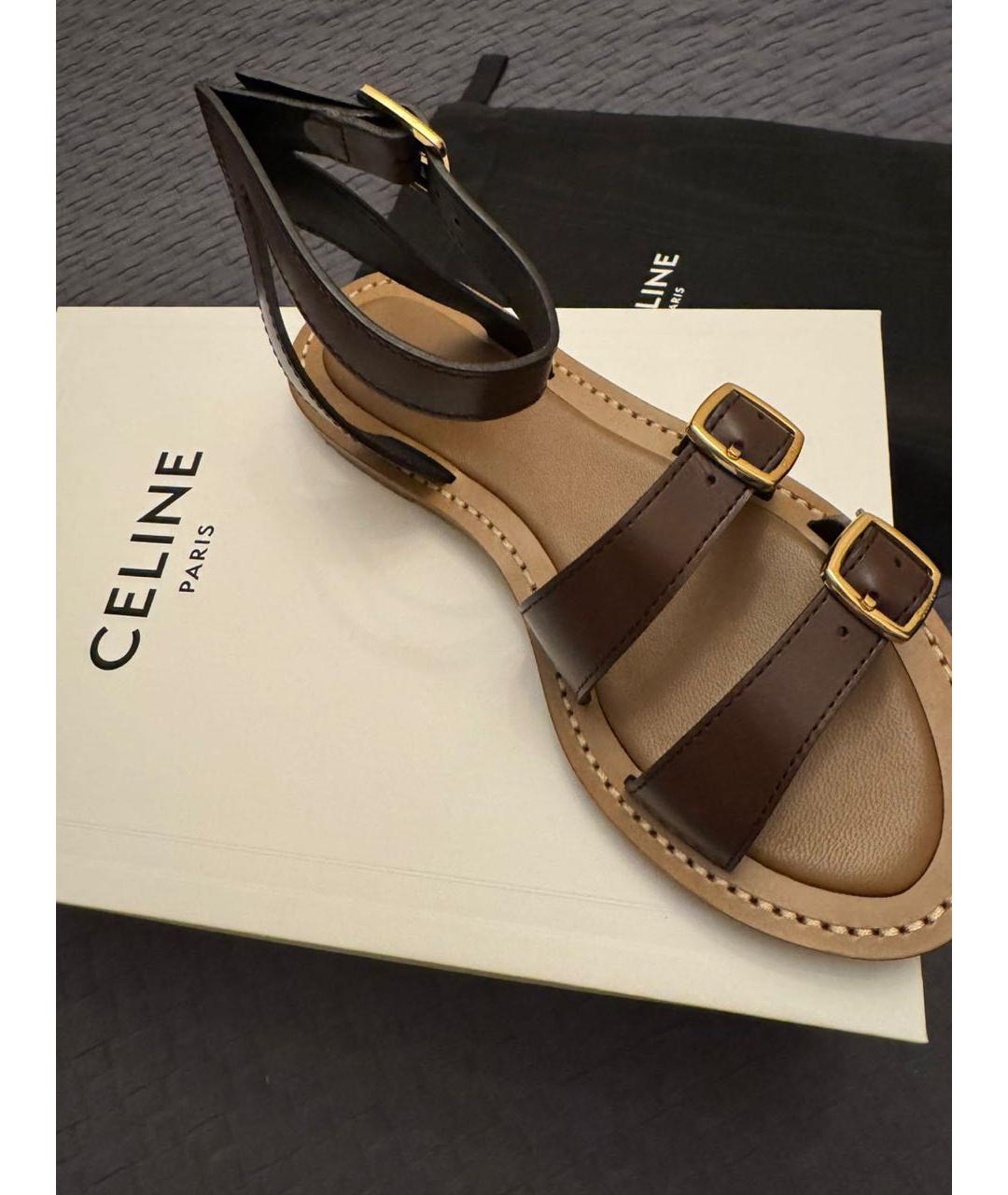 CELINE Коричневые кожаные босоножки, фото 2