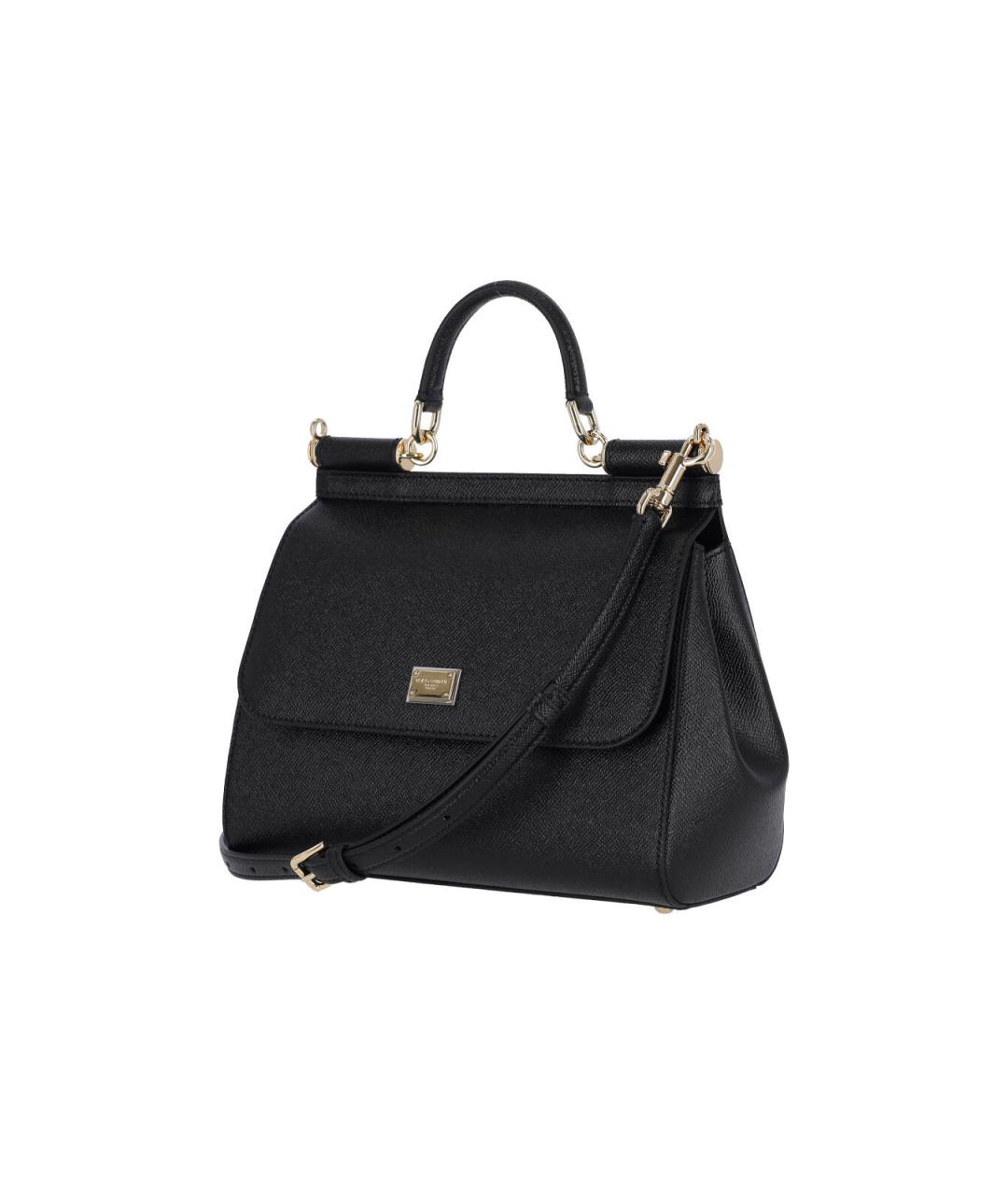 DOLCE&GABBANA Черная кожаная сумка с короткими ручками, фото 2