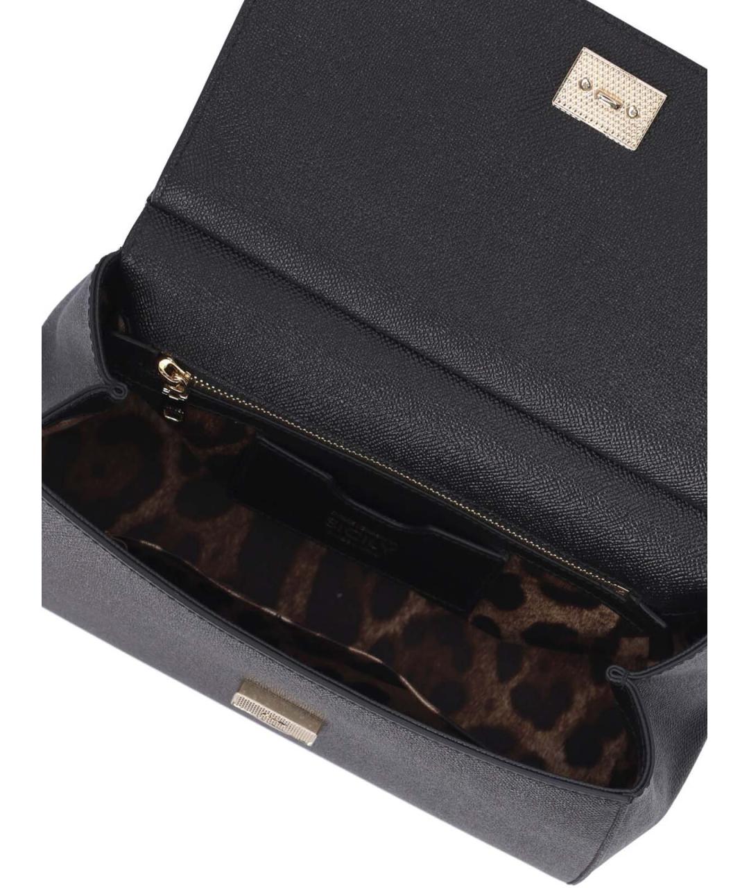 DOLCE&GABBANA Черная кожаная сумка с короткими ручками, фото 4
