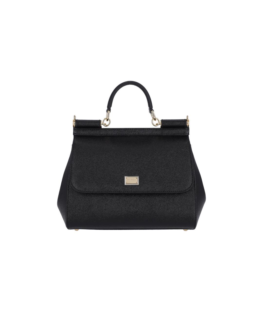 DOLCE&GABBANA Черная кожаная сумка с короткими ручками, фото 1