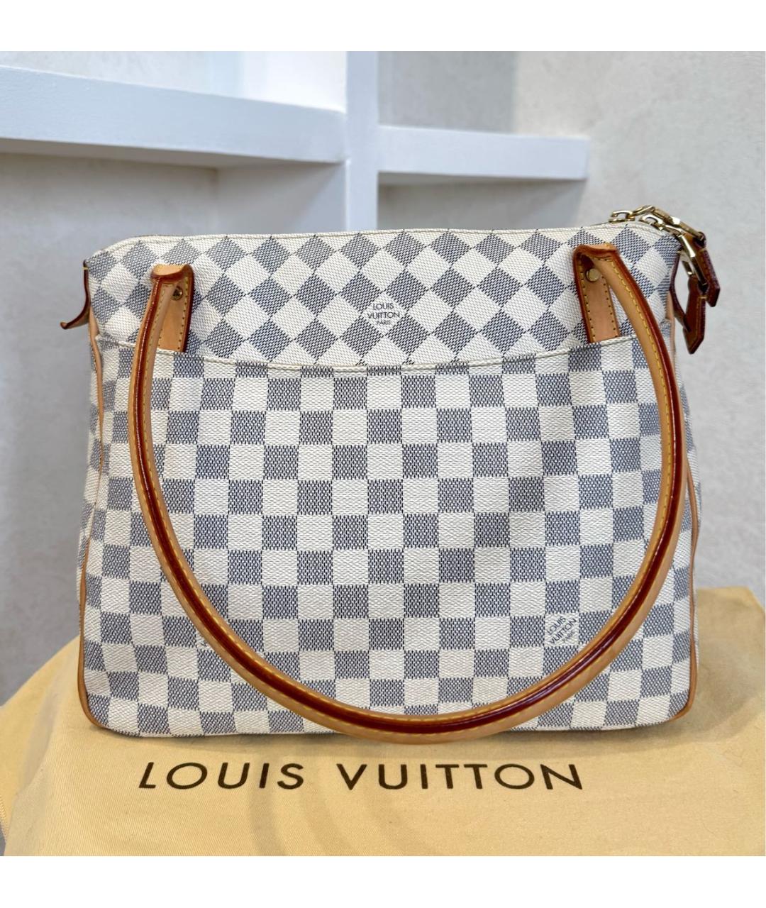 LOUIS VUITTON Белая кожаная сумка тоут, фото 7