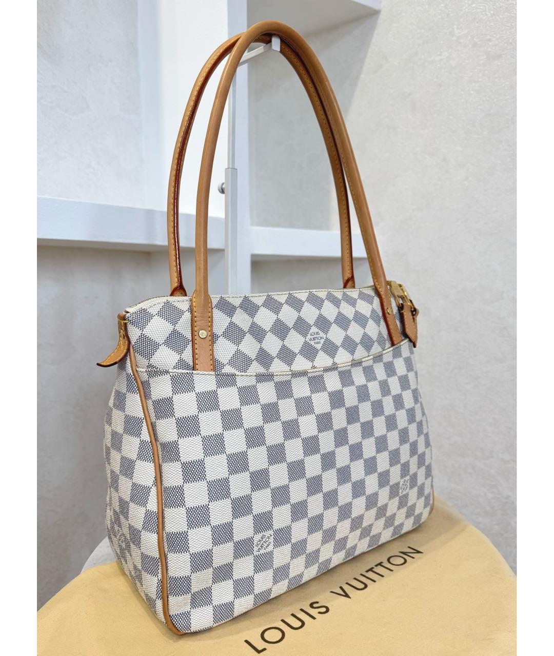 LOUIS VUITTON Белая кожаная сумка тоут, фото 6