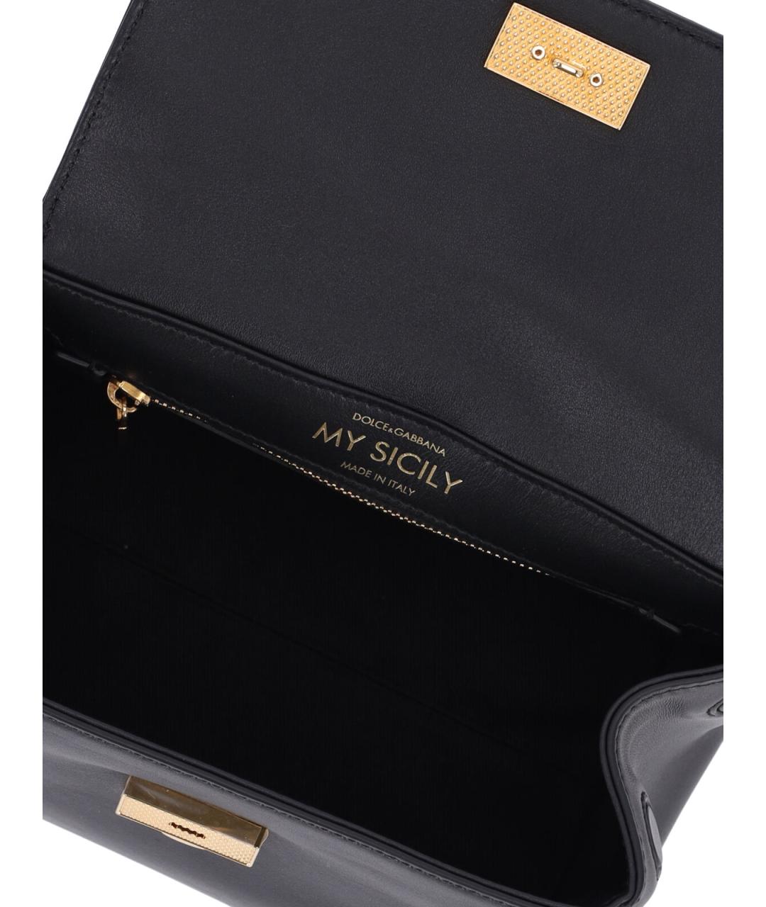DOLCE&GABBANA Черная кожаная сумка с короткими ручками, фото 4