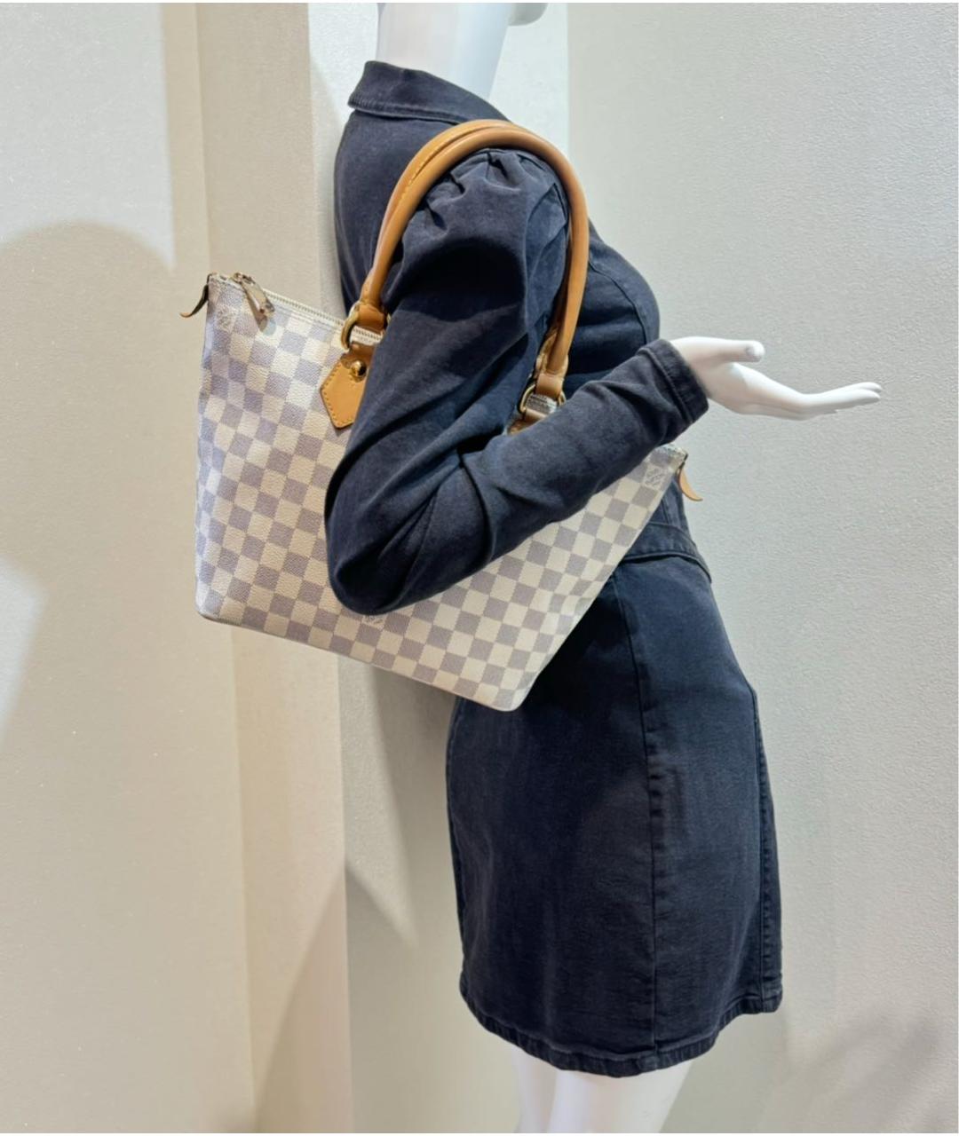 LOUIS VUITTON Белая кожаная сумка тоут, фото 5