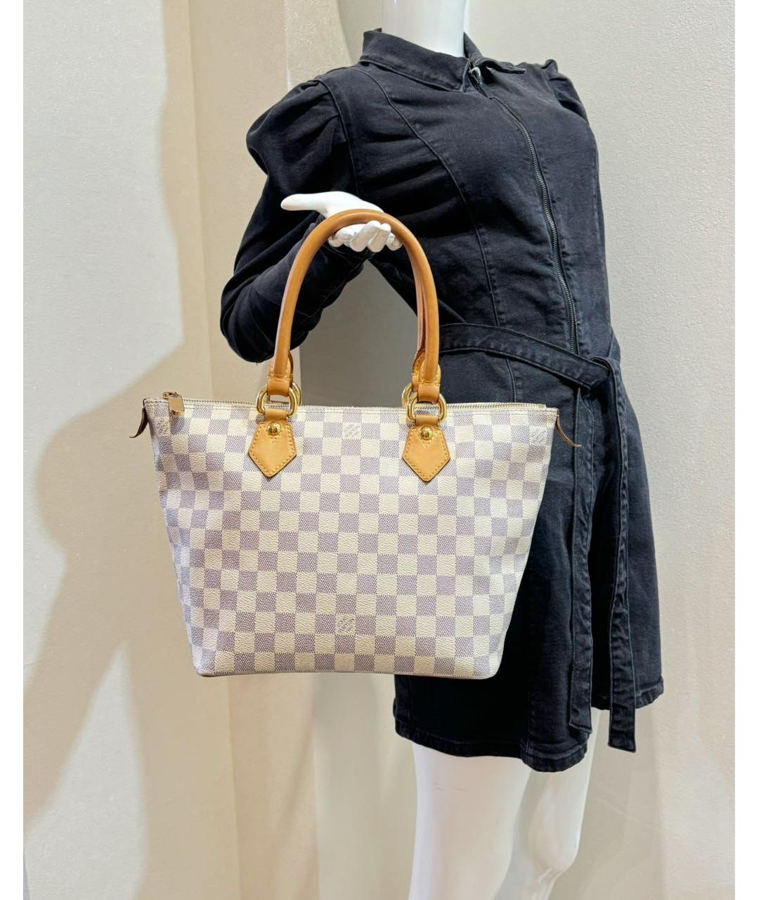 LOUIS VUITTON Белая кожаная сумка тоут, фото 4