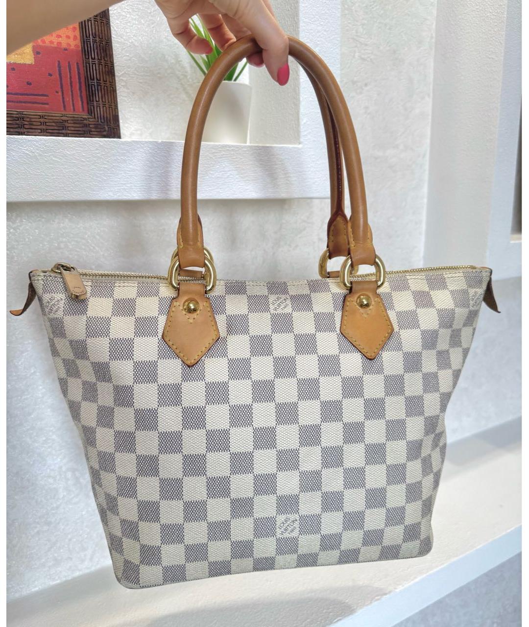 LOUIS VUITTON Белая кожаная сумка тоут, фото 6