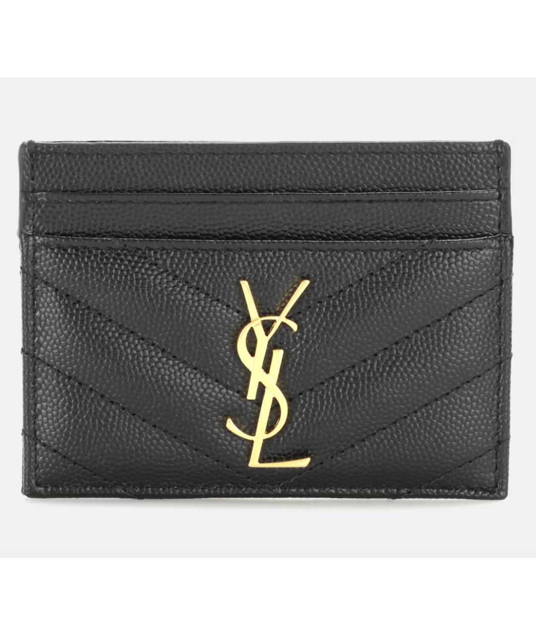 SAINT LAURENT Черный кожаный кардхолдер, фото 6