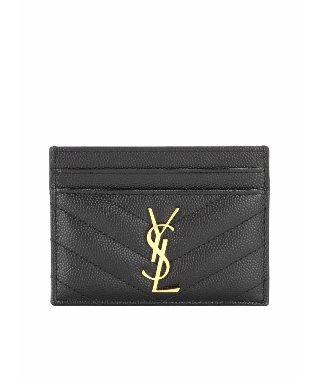 SAINT LAURENT Черный кожаный кардхолдер, фото 1