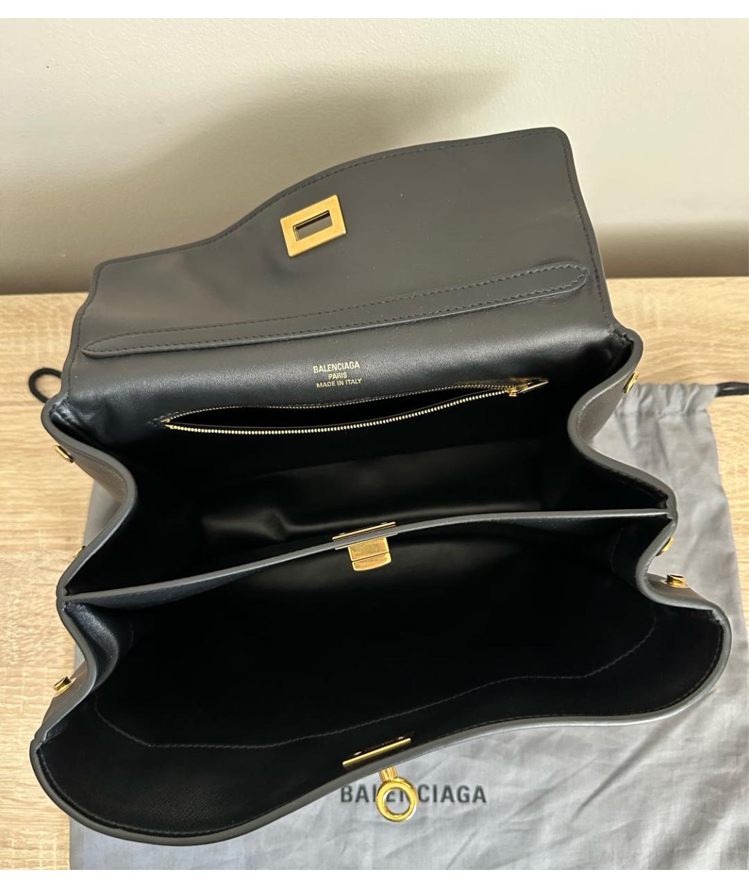 BALENCIAGA Черная кожаная сумка через плечо, фото 2