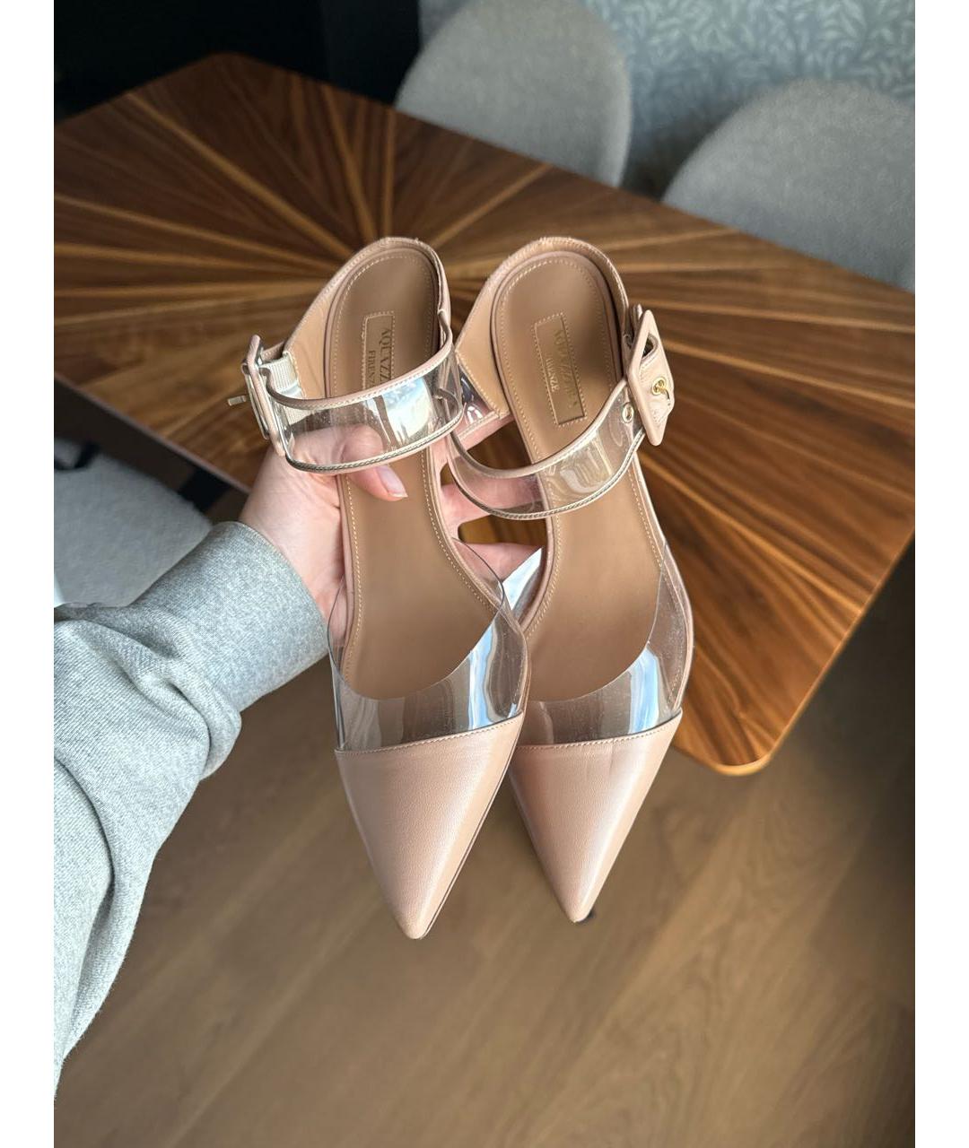 AQUAZZURA Бежевые кожаные туфли, фото 5
