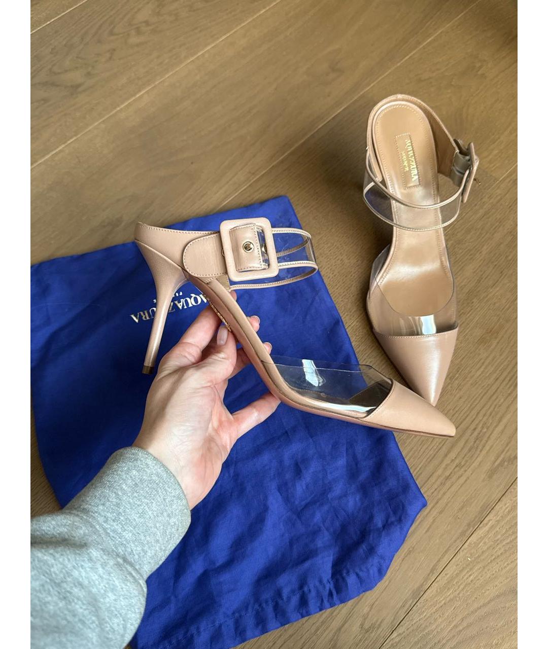 AQUAZZURA Бежевые кожаные туфли, фото 7