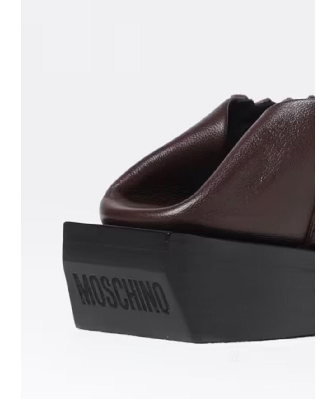MOSCHINO Коричневые кожаные лоферы, фото 2