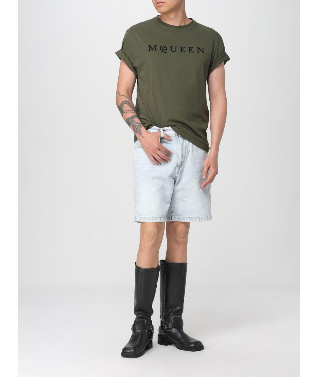 ALEXANDER MCQUEEN Зеленая хлопковая футболка, фото 3