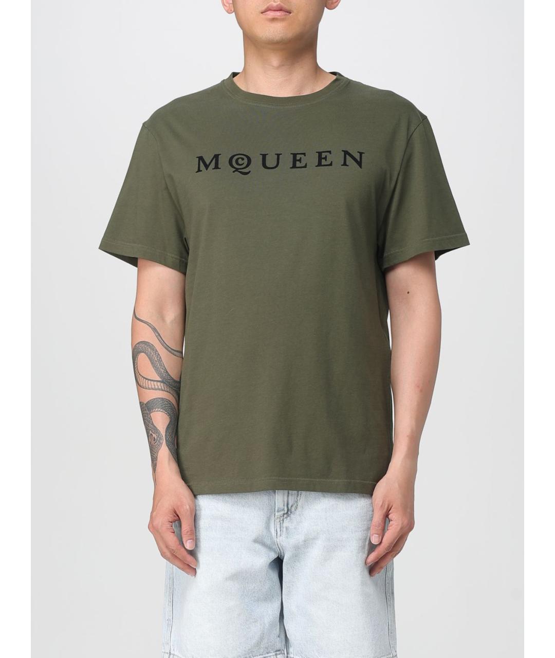 ALEXANDER MCQUEEN Зеленая хлопковая футболка, фото 2