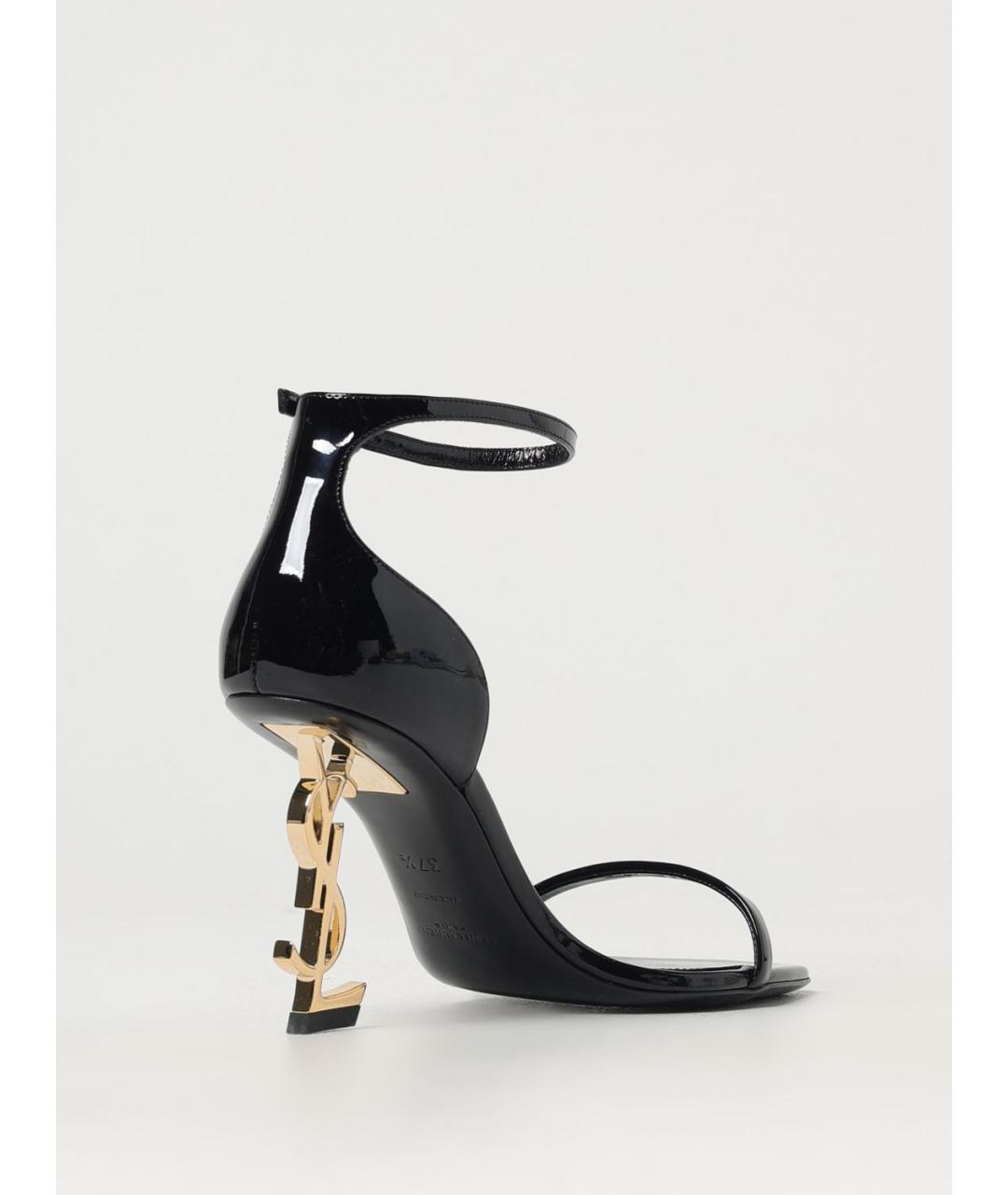 SAINT LAURENT Черные кожаные босоножки, фото 3