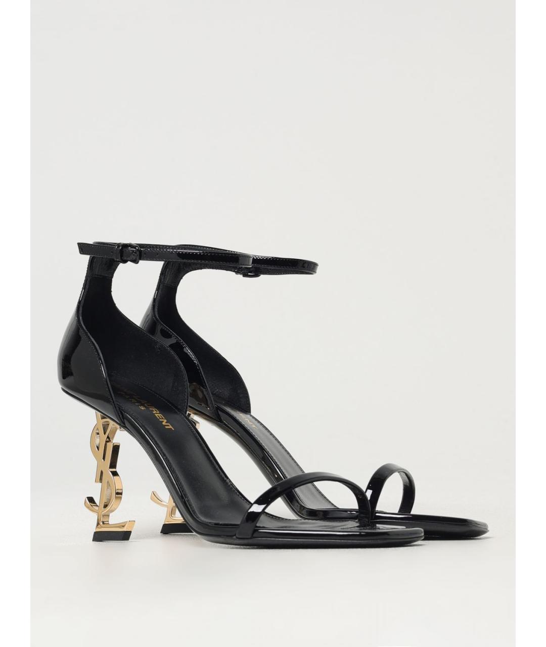 SAINT LAURENT Черные кожаные босоножки, фото 2