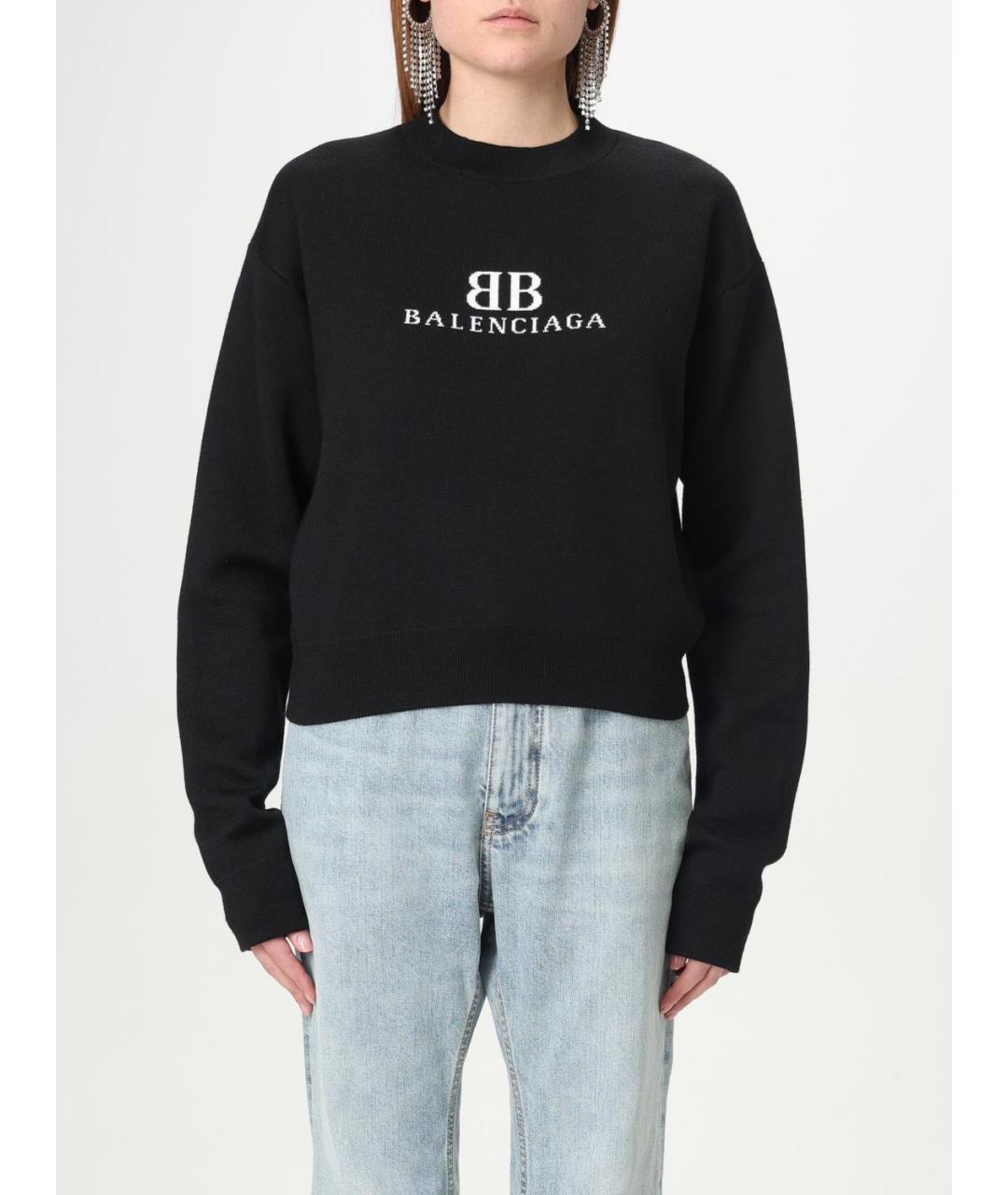 BALENCIAGA Черный шерстяной джемпер / свитер, фото 2