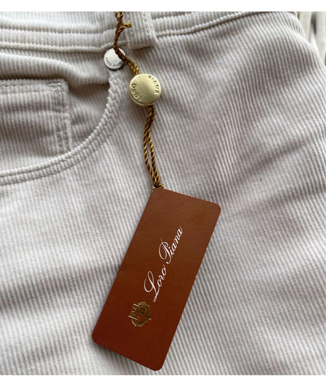 LORO PIANA Бежевые хлопко-эластановые прямые брюки, фото 4