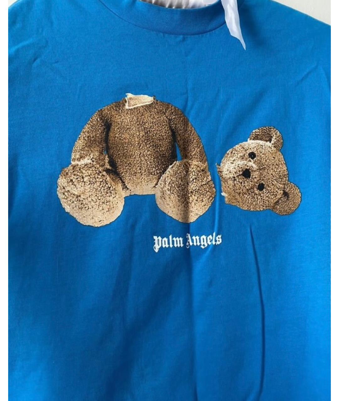 PALM ANGELS Синяя хлопковая футболка, фото 4