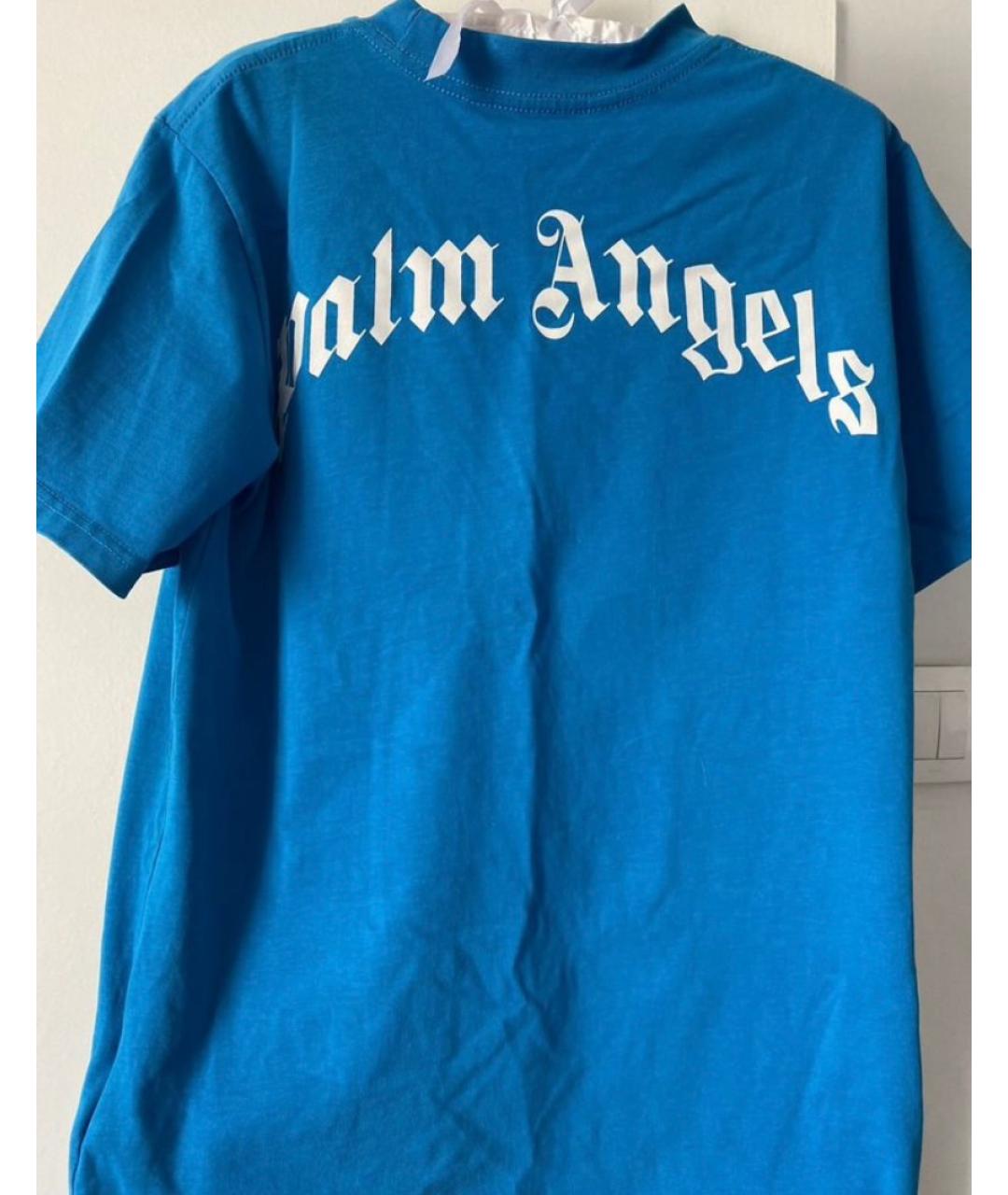 PALM ANGELS Синяя хлопковая футболка, фото 2