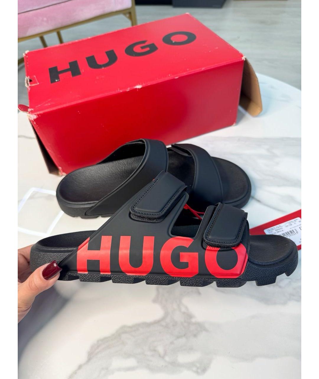HUGO BOSS Черные шлепанцы, фото 3