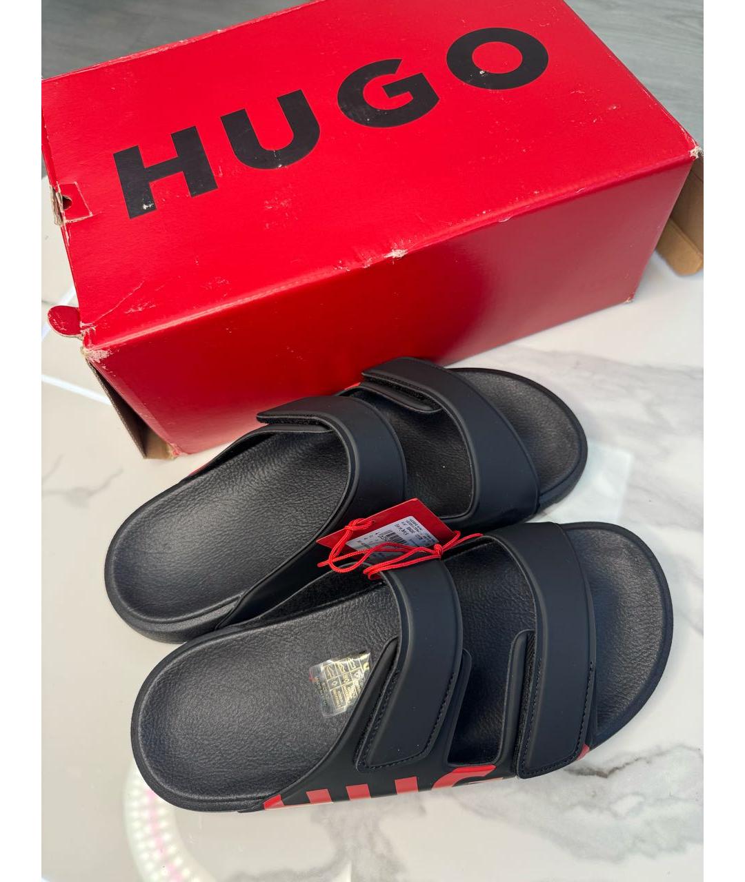 HUGO BOSS Черные шлепанцы, фото 8
