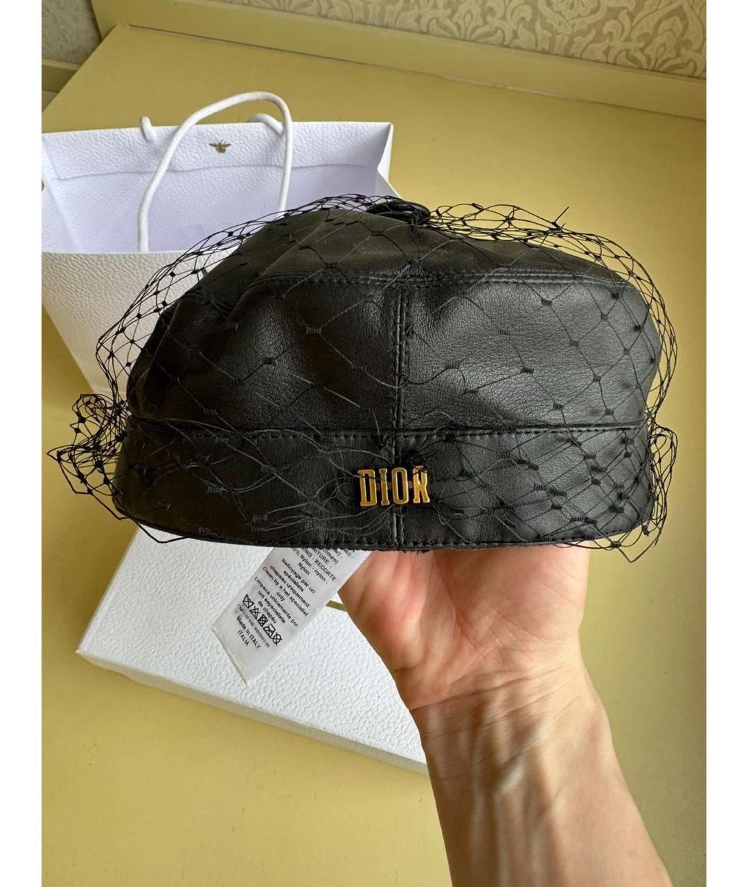 CHRISTIAN DIOR Черная кожаная кепка, фото 4