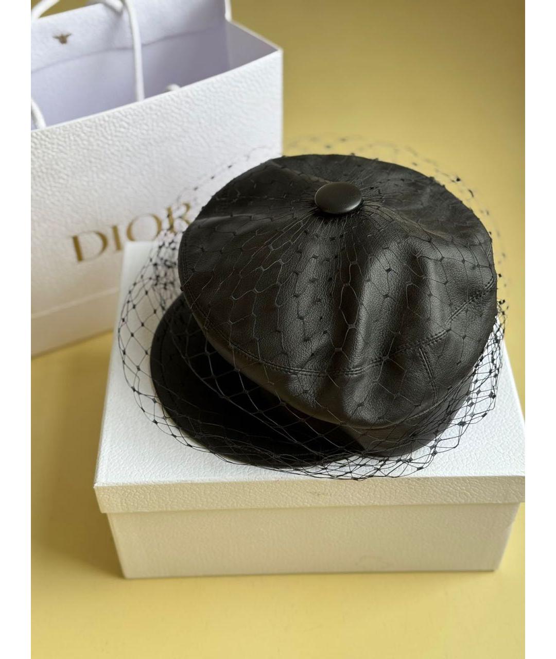 CHRISTIAN DIOR Черная кожаная кепка, фото 2