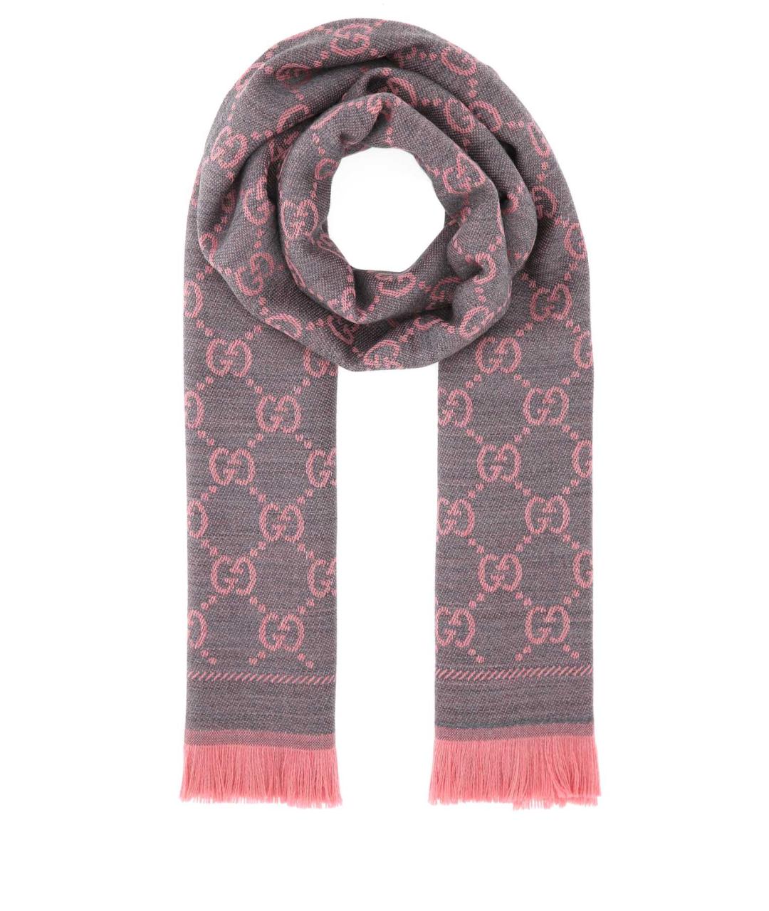 GUCCI Розовый шерстяной шарф, фото 1