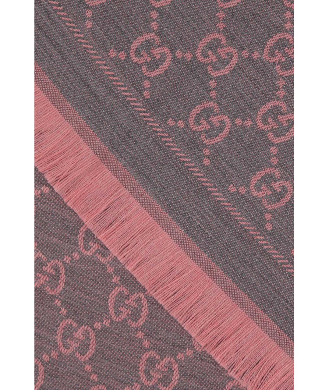 GUCCI Розовый шерстяной шарф, фото 2
