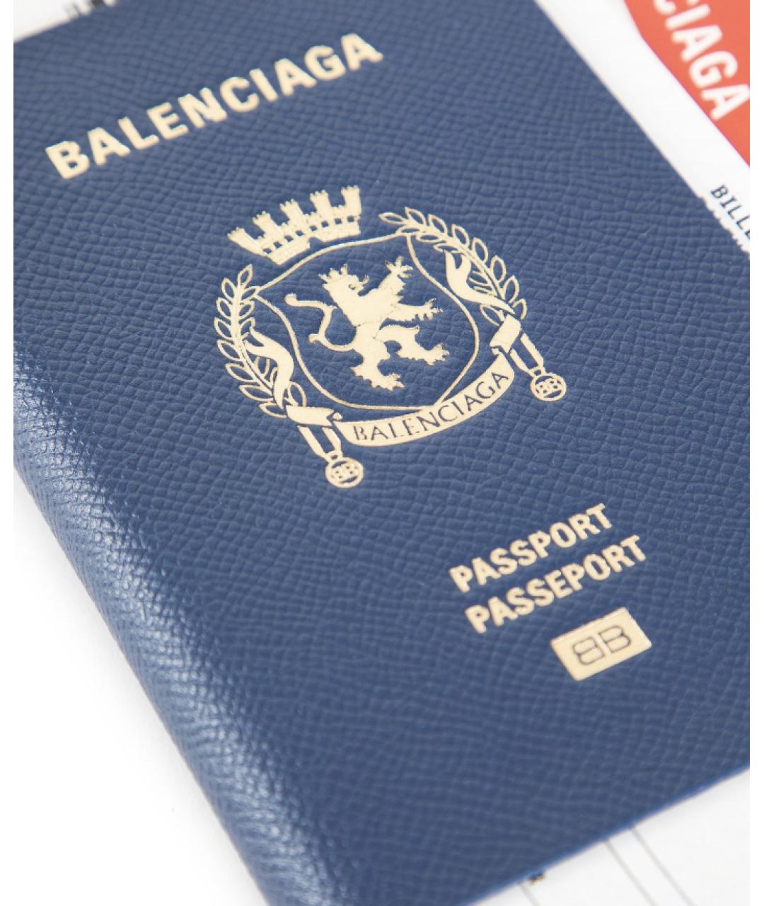 BALENCIAGA Синий кожаный кошелек, фото 4