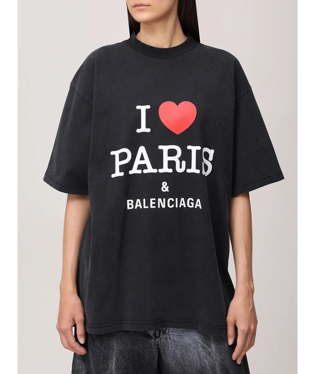 BALENCIAGA Черная хлопковая футболка, фото 4