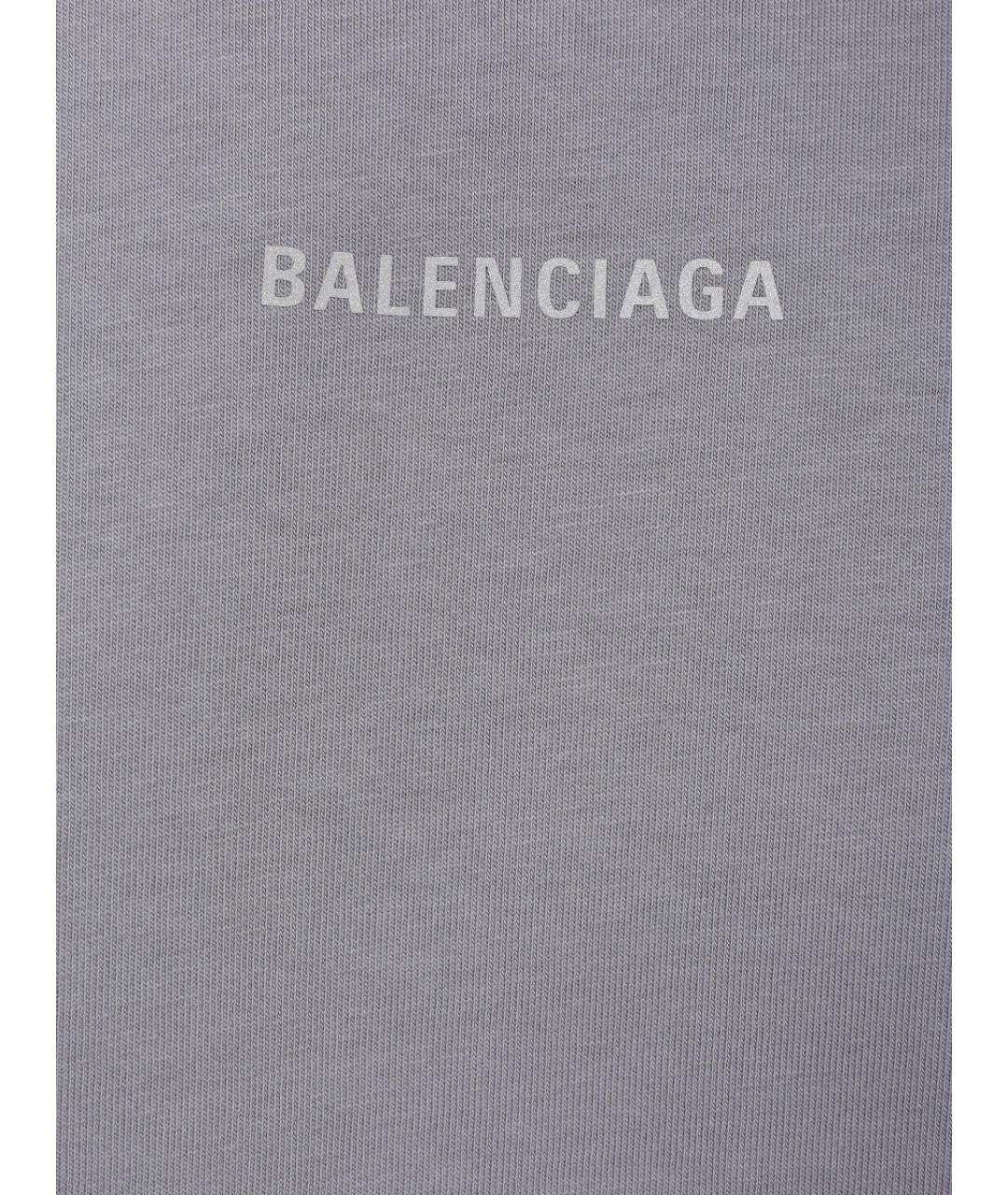 BALENCIAGA Серая хлопковая футболка, фото 6