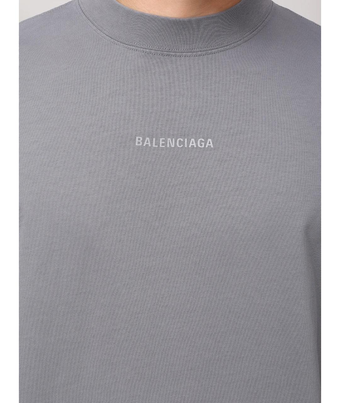 BALENCIAGA Серая хлопковая футболка, фото 5