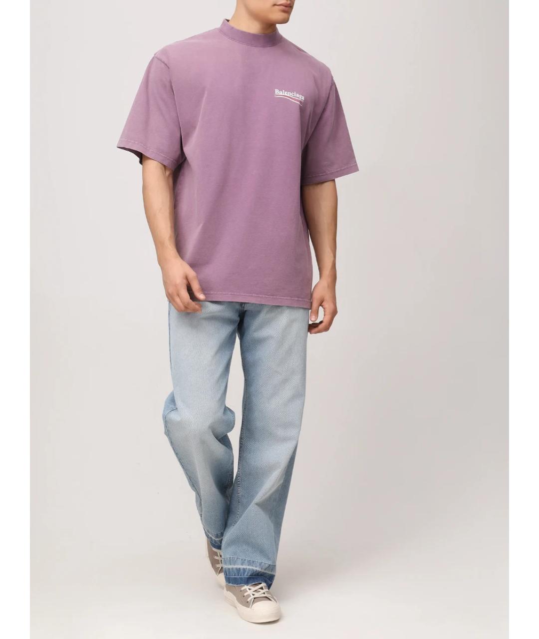BALENCIAGA Розовая хлопковая футболка, фото 2