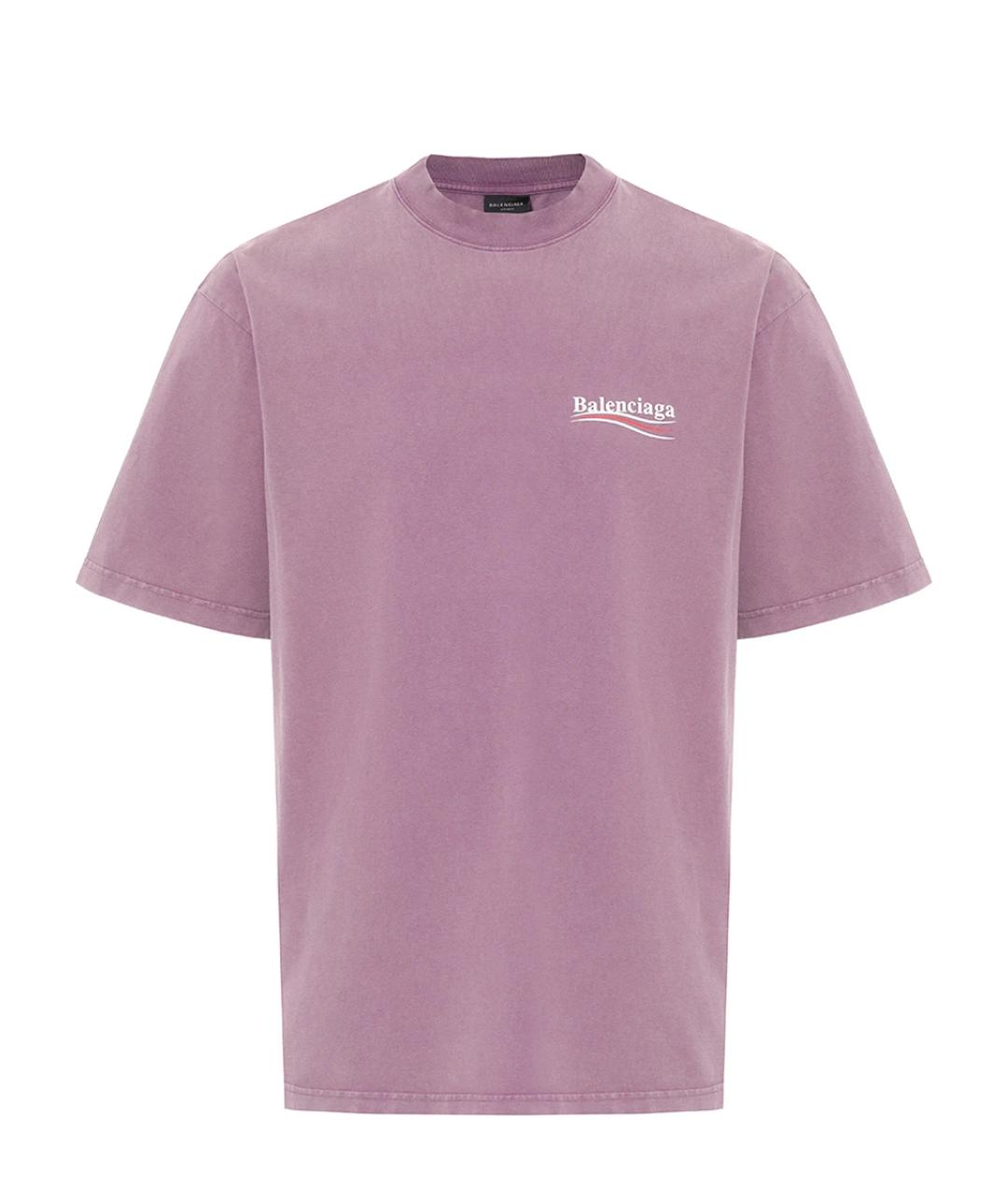 BALENCIAGA Розовая хлопковая футболка, фото 1