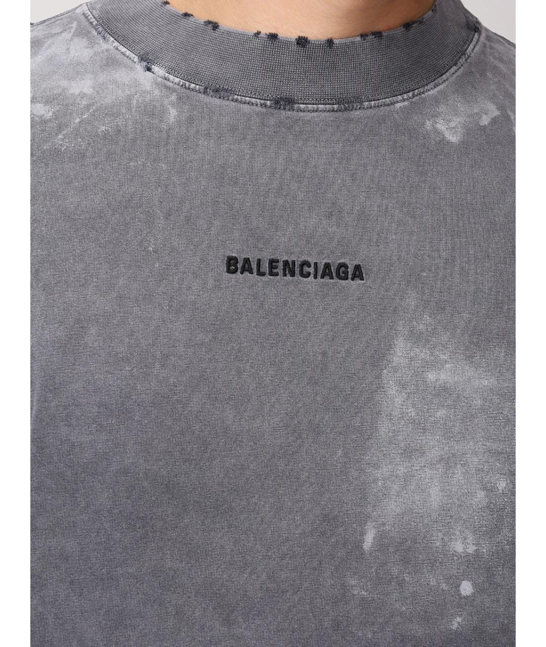 BALENCIAGA Серая хлопковая футболка, фото 5