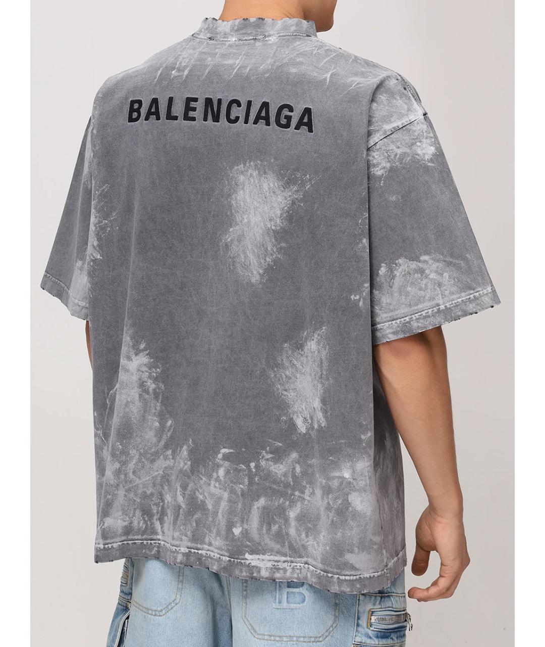 BALENCIAGA Серая хлопковая футболка, фото 3